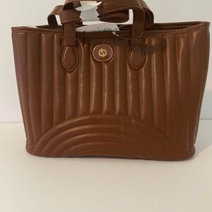 Brown Quilted Tote Bag